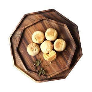 Set of 2 Acacia Wooden Octagon Square Trays